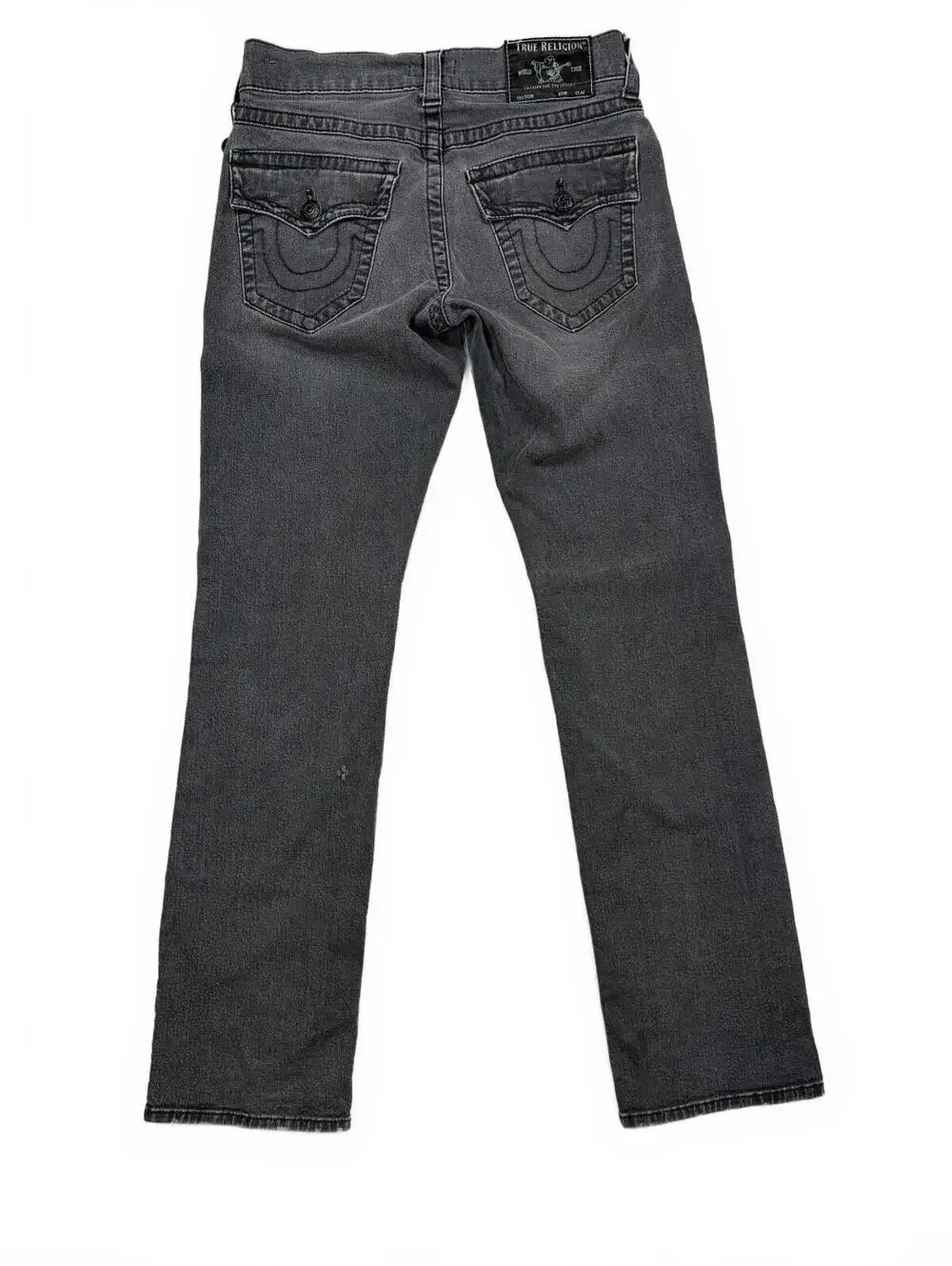 True Religion Ricky Straight Leg Jeans - Size 30 x 32 Black Denim Flap Pockets